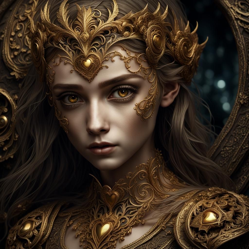 Heart-Shaped Face Portrait in Eerie Surrealism