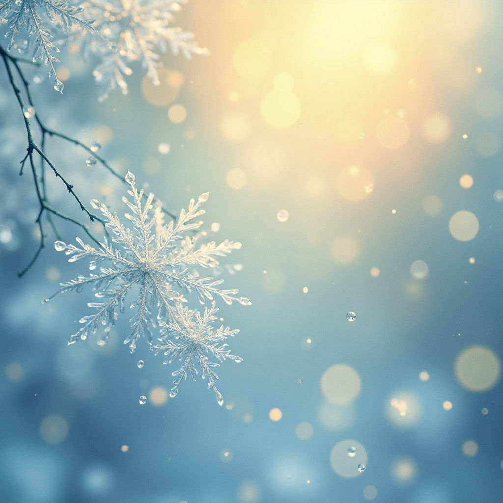 Sunlit Snowflakes Falling in Dreamy Watercolor Style