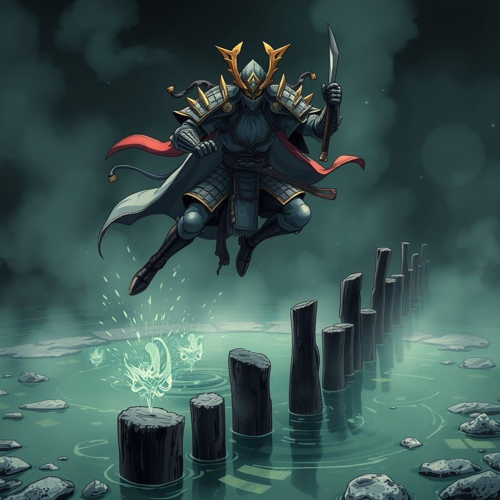 Legendary Zodiac Knight Samurai Leaps Over Cursed Fountains