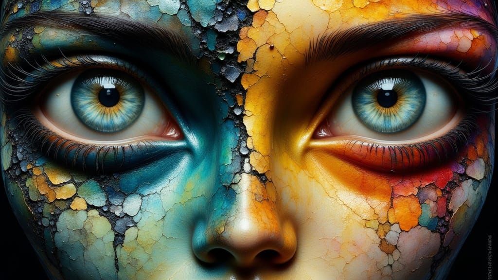 Duality of Good and Evil: Ornate Avant-Garde Portrait