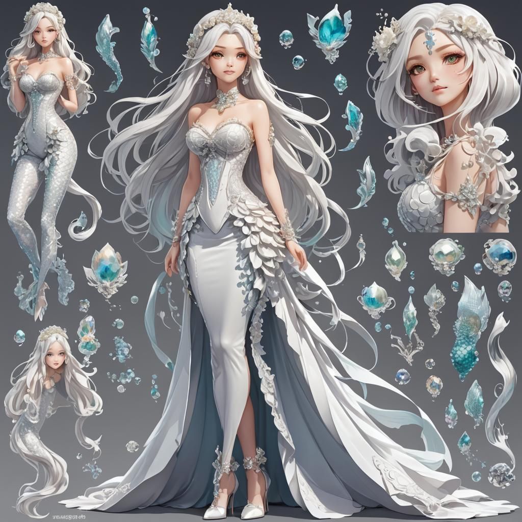 Mermaid Bride Digital Art in Anime Style