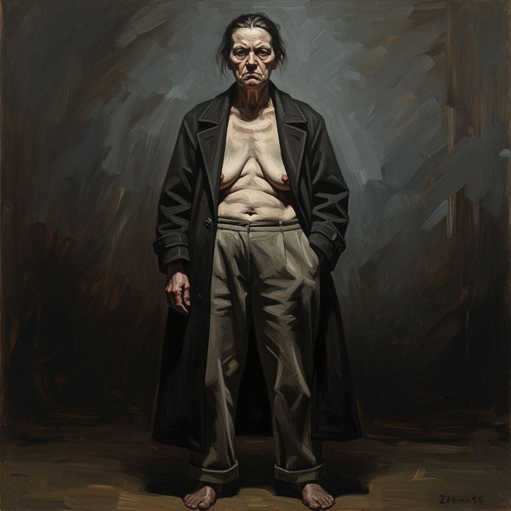 Expressive Portrait of Woman in Saville and Beksinski Style