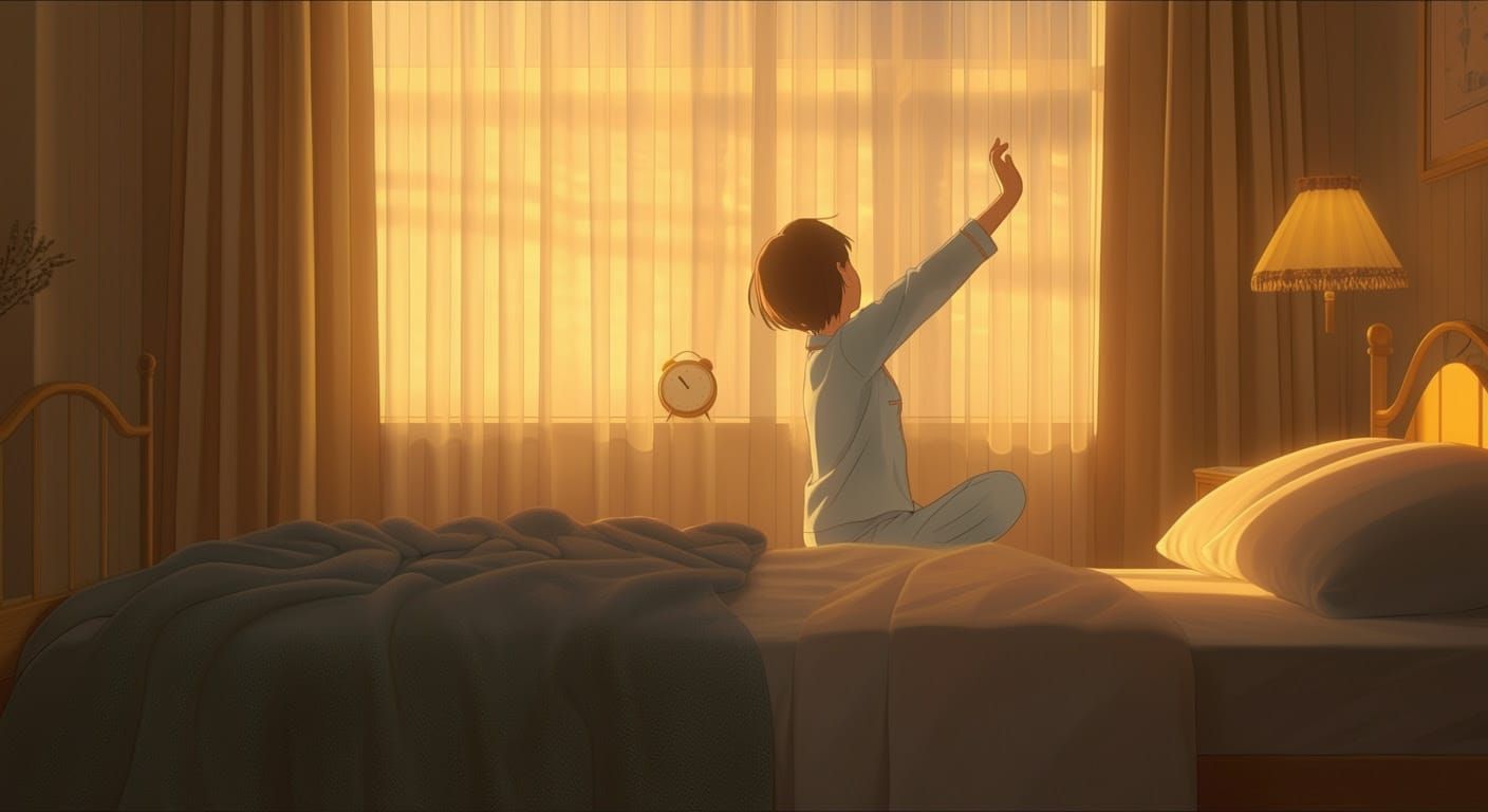 Cozy Morning Stretch in Pastel Dreamscape