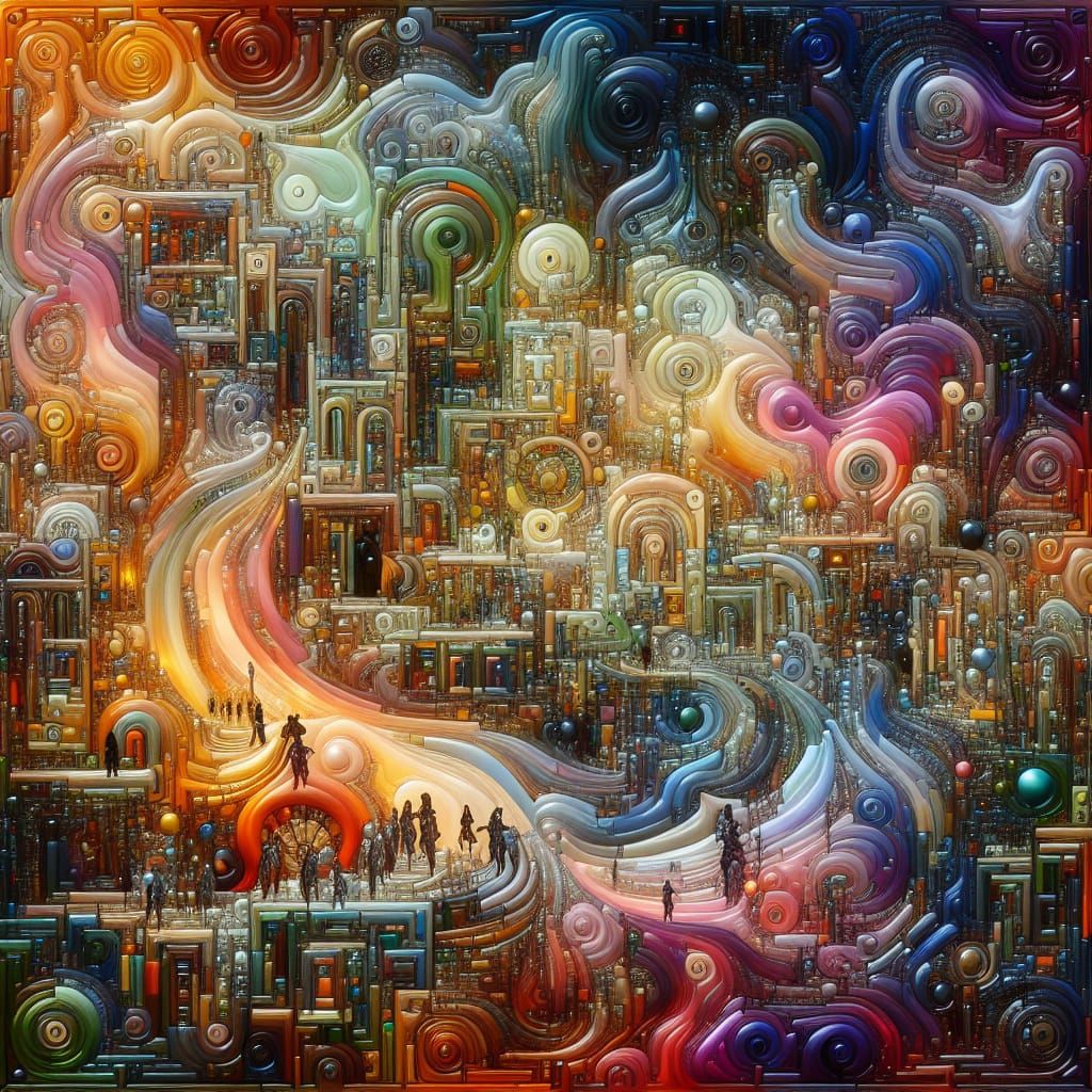 Abstract District of Beautiful Objects in Surreal Style