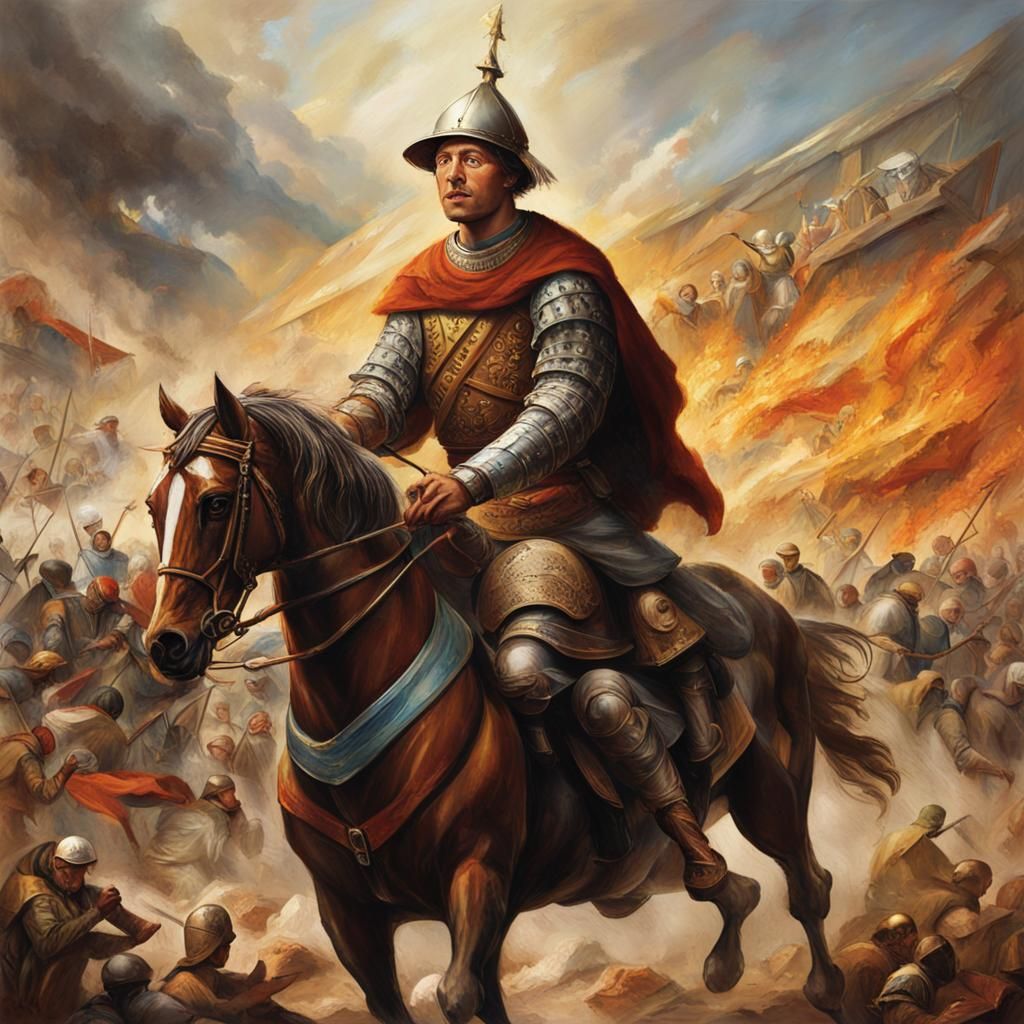 Canterbury Tales: Male Pilgrim Warrior in Battle