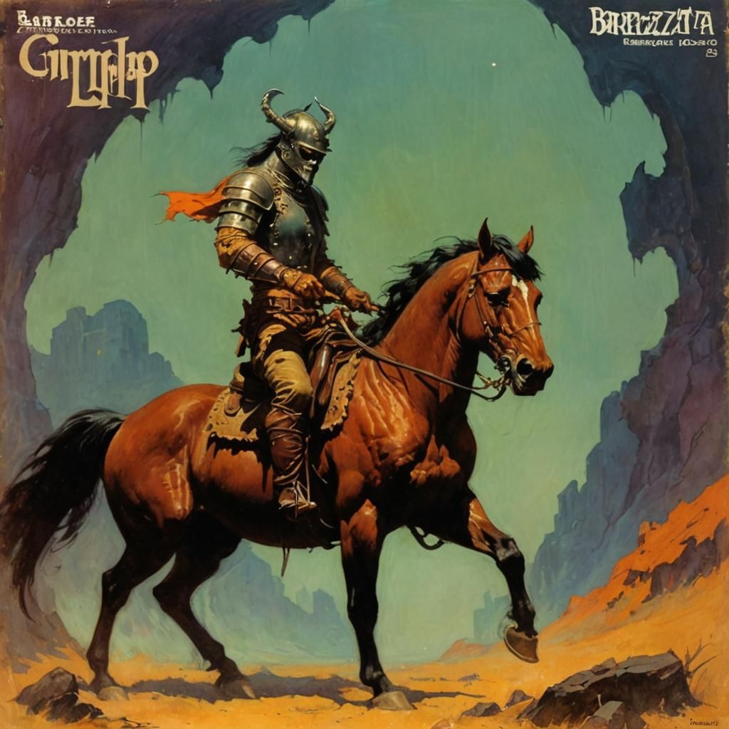 Armored Rider on Warhorse in Grimdark Style