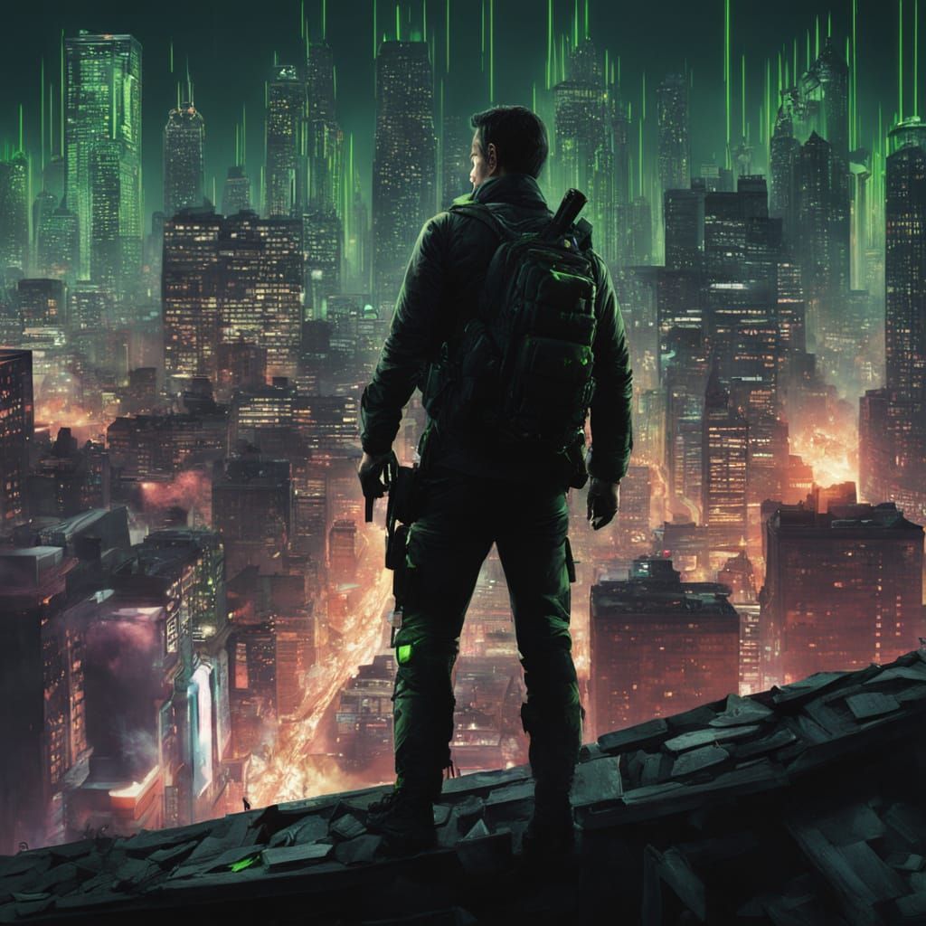 Charismatic Assassin Dominates Neon-Lit Cityscape in Cyberpu...