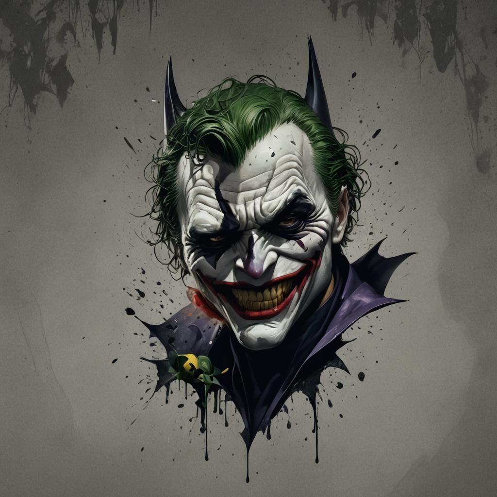 Batman Holding Joker Mask: Detailed Matte Painting