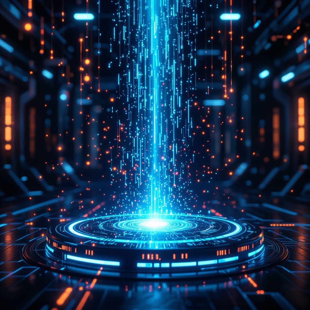Futuristic Portal with Radiant Beam in Sci-Fi Environment