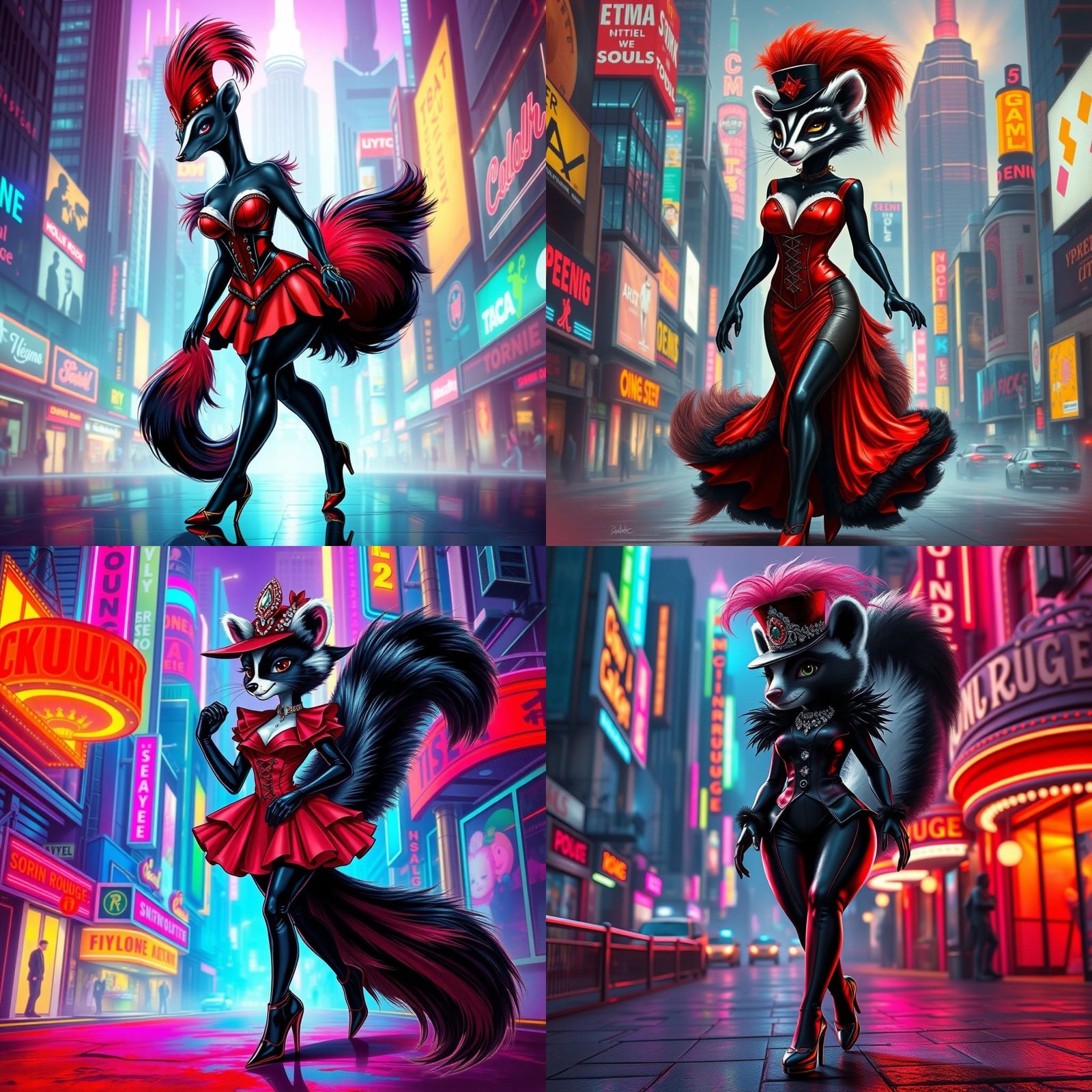 Surrealist Lady Skunk Walks City Streets in Futuristic Comic...