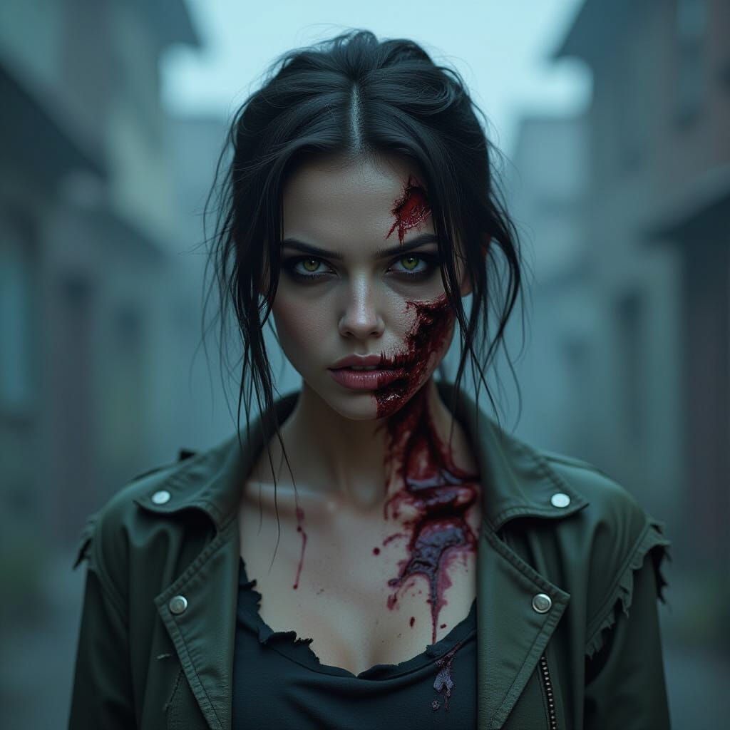 Zombie Woman in Ominous Atmosphere