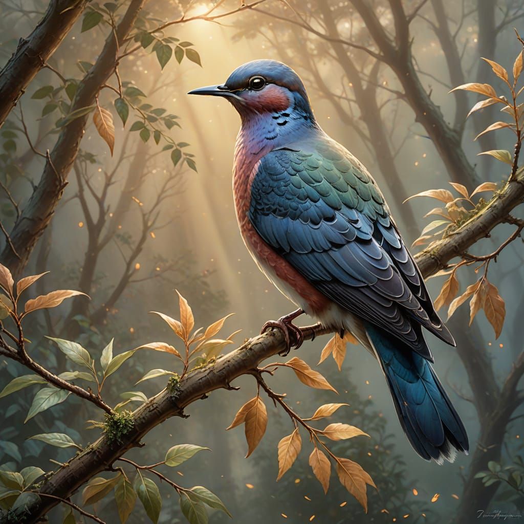 Passenger Pigeon in Ethereal Fantasy Style