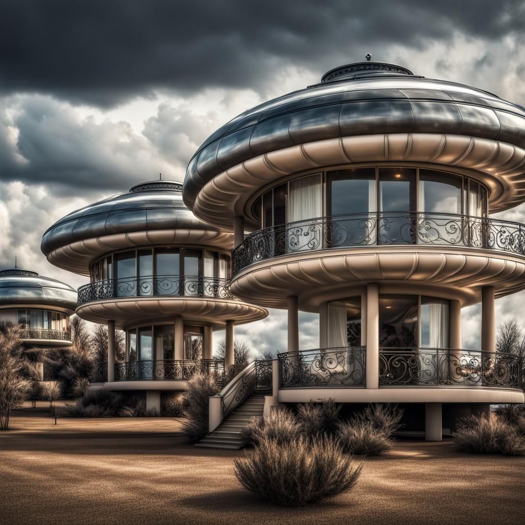 Hyperrealistic Flying Saucer Homes in High Definition