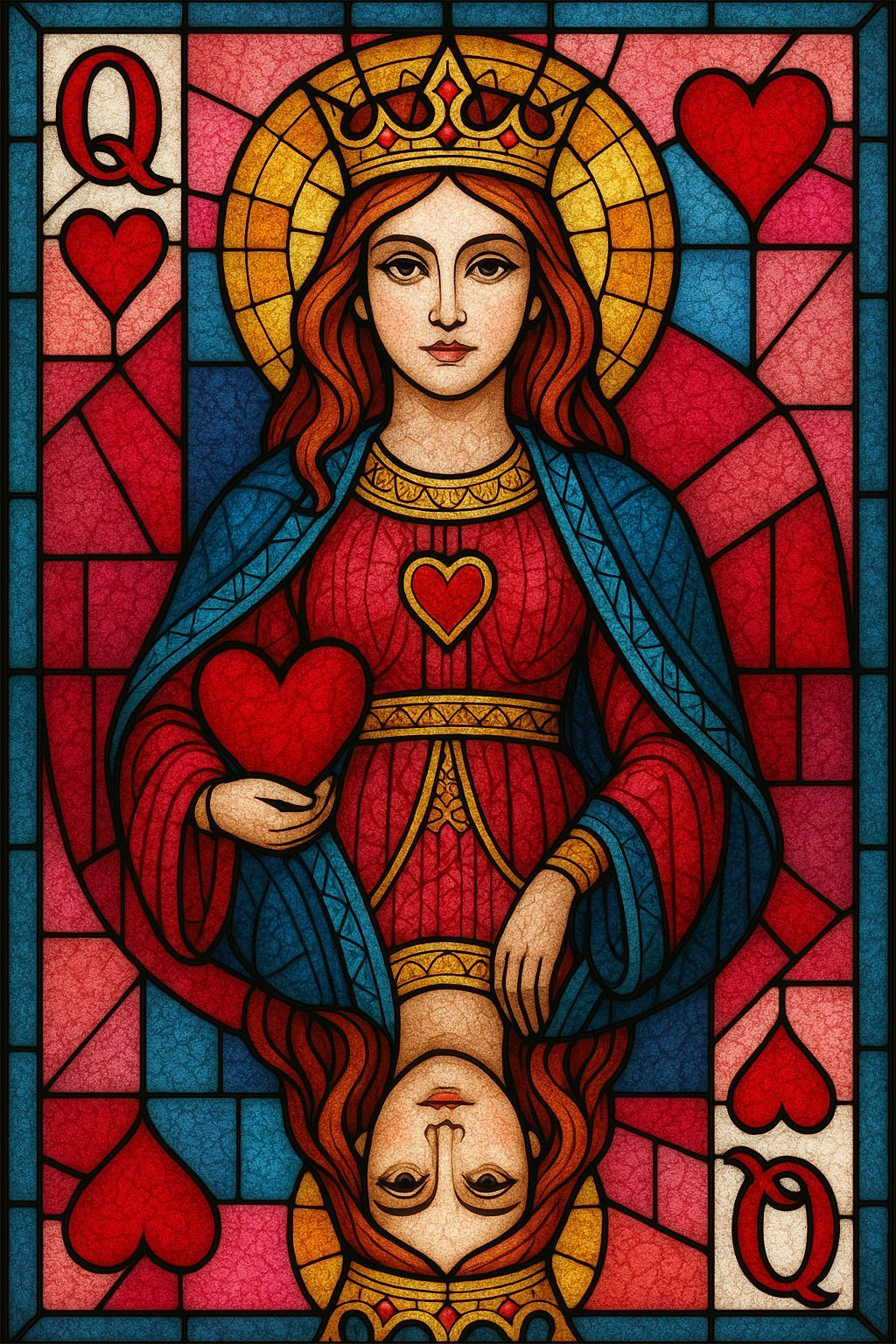 Stained Glass Queen of Hearts Portrait