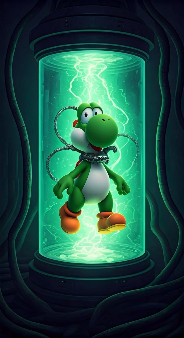 Ethereal Yoshi in Biomechanical Dreamscapes