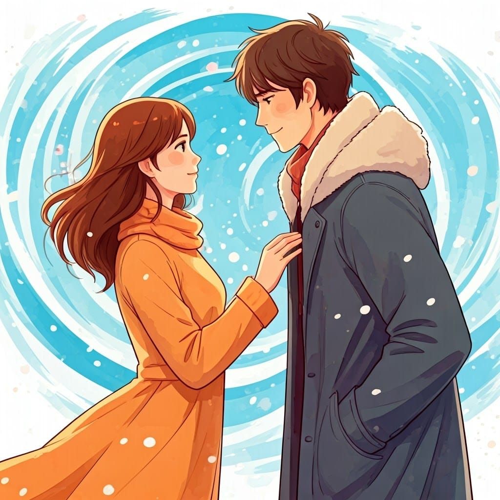 Summer and Winter Meet in Watercolor Style