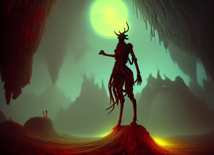 Surreal Skeletons Laboring: Photorealistic Concept Art