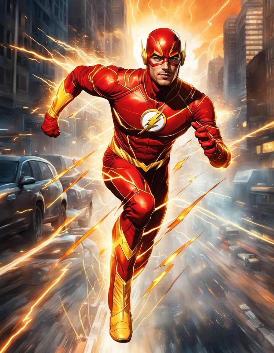 The Flash: Cinematic Superhero Art with Lightning