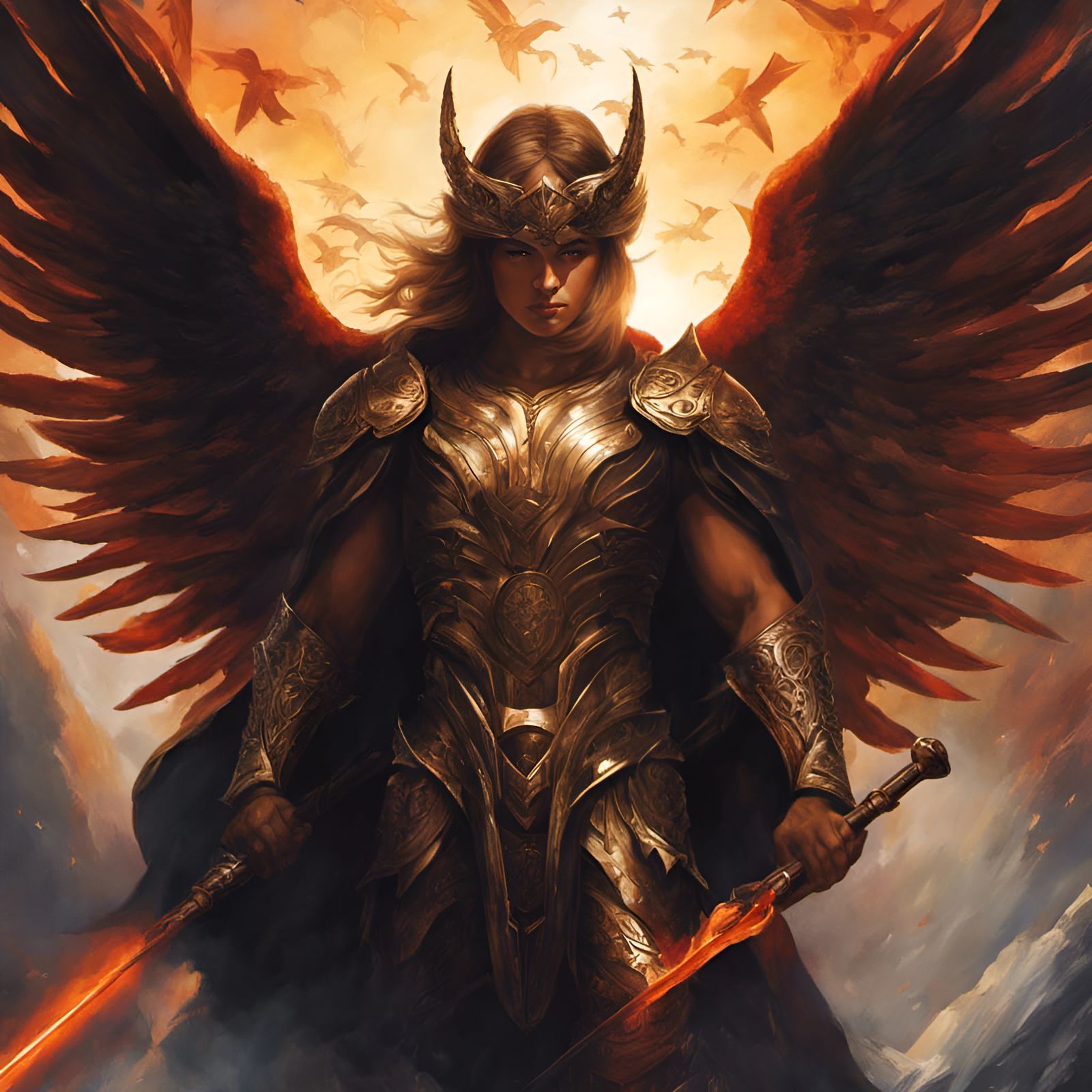 Dark Angels Fall: Watercolor Painting of Descent