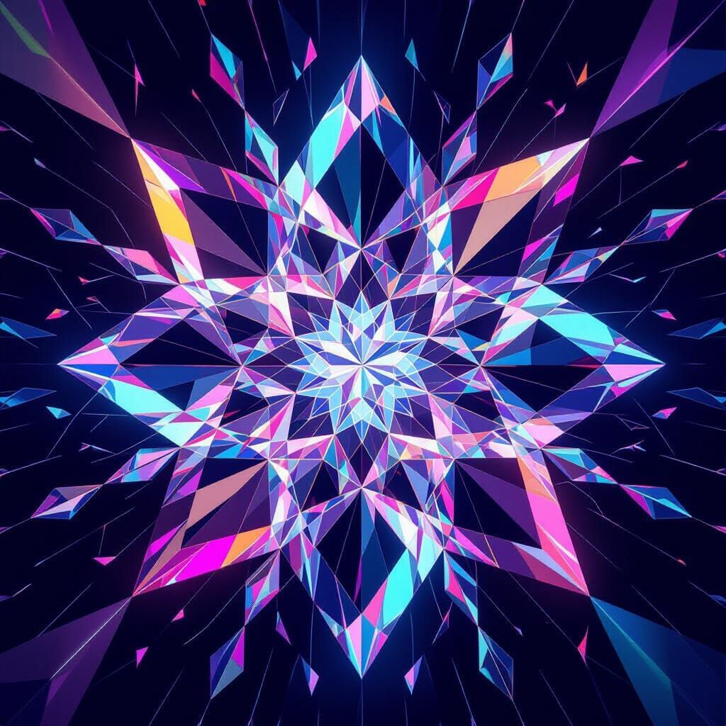 Iridescent Prism Assemblage: Abstract Digital Art