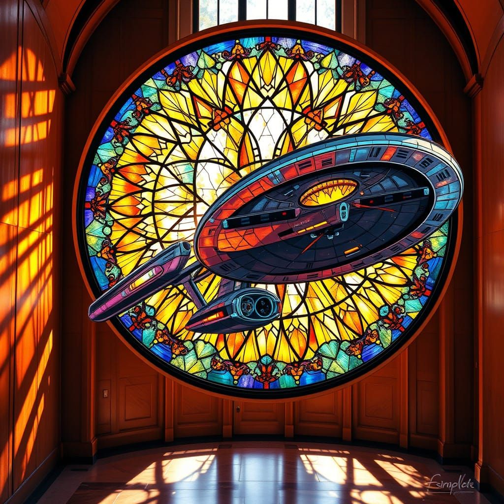 Stunning Stained Glass Enterprise NCC 1701 at Starfleet Acad...