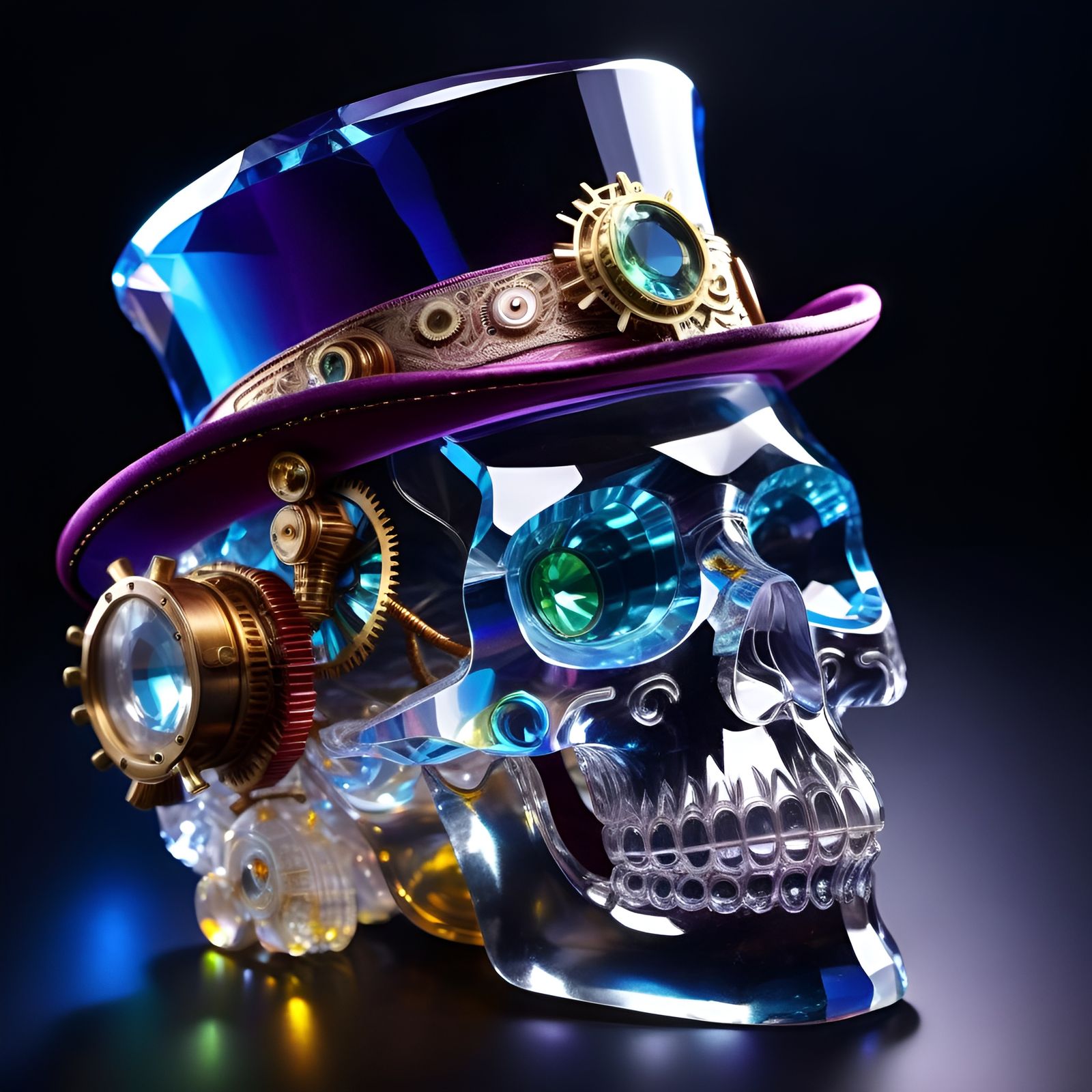 Glass crystal steampunk skull