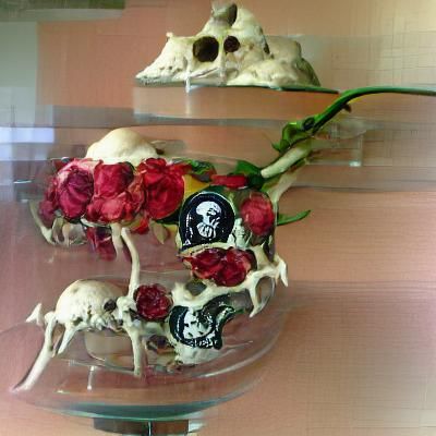 Skull and Roses Gothic Illustration