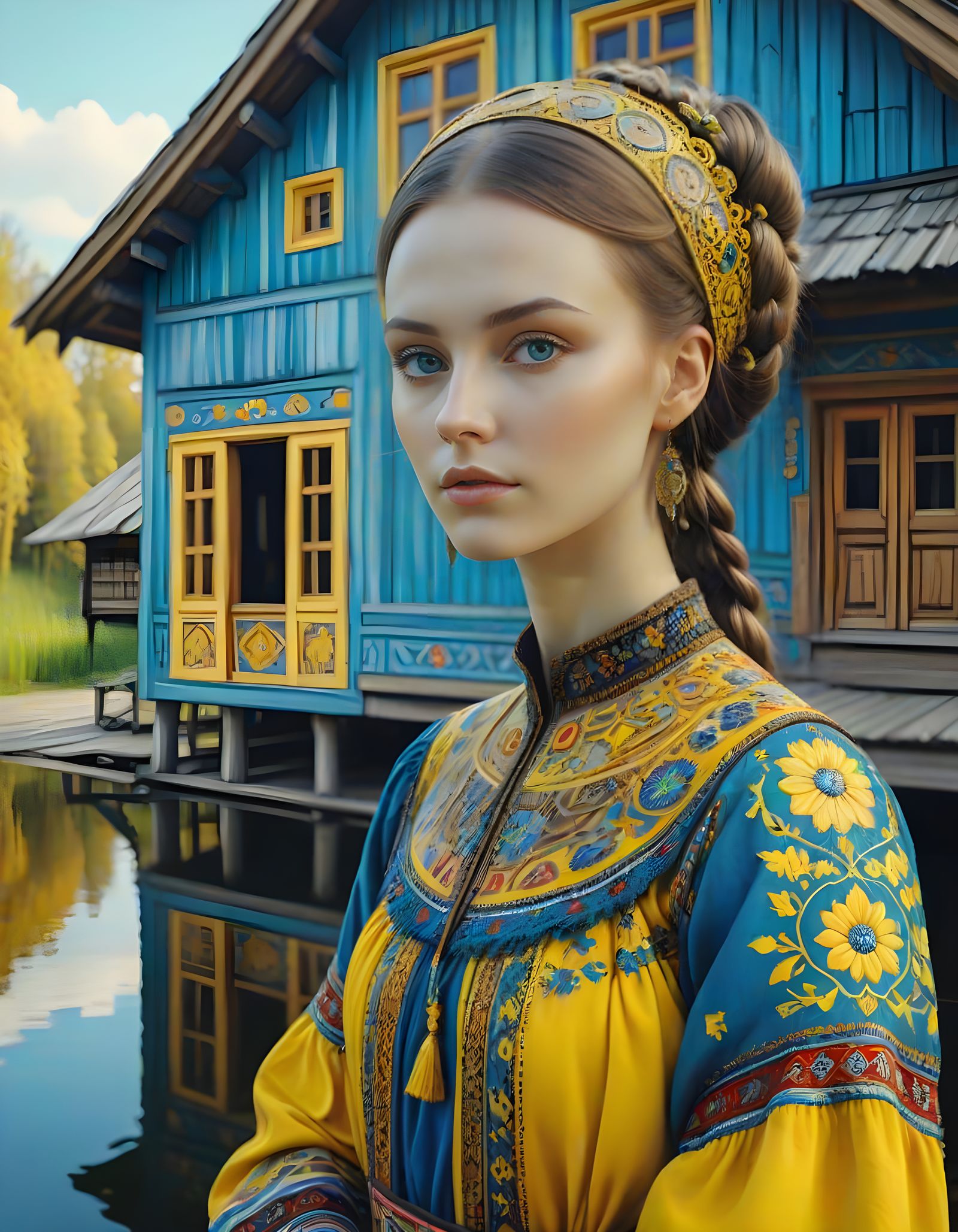 Ukrainian Folk Beauty in Art Nouveau Splendor