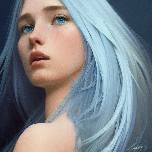 Girl with Blue Flowers: Hyperdetailed Portrait