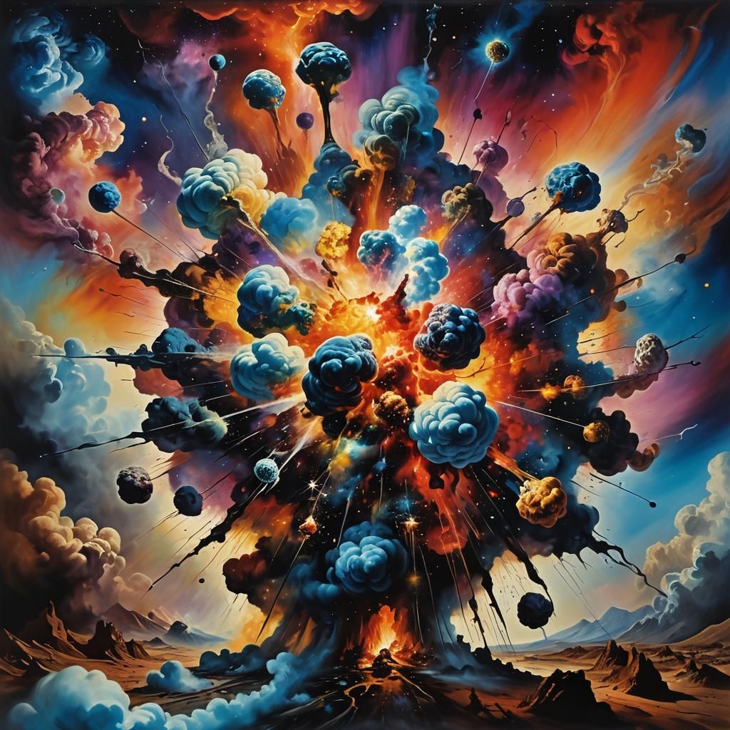 Cosmic Explosion Destabilizes Universe in Surrealist Style
