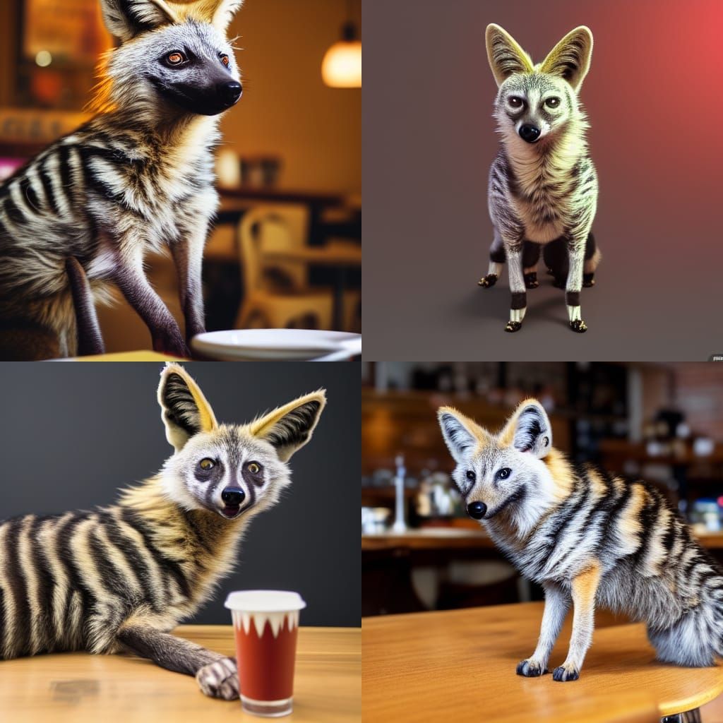 Aardwolf Furry in Cafe: Hyperdetailed Concept Art