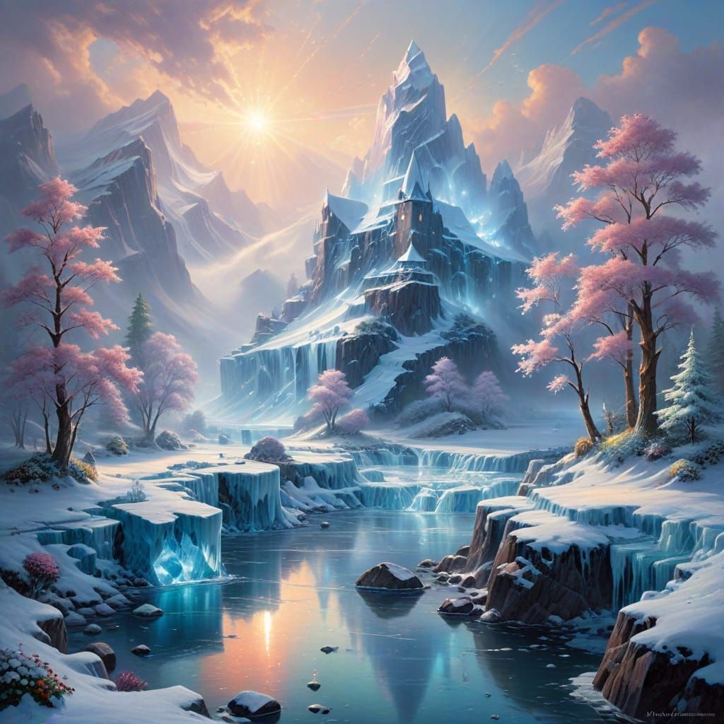 Futuristic Ice Landscape in Ethereal Style