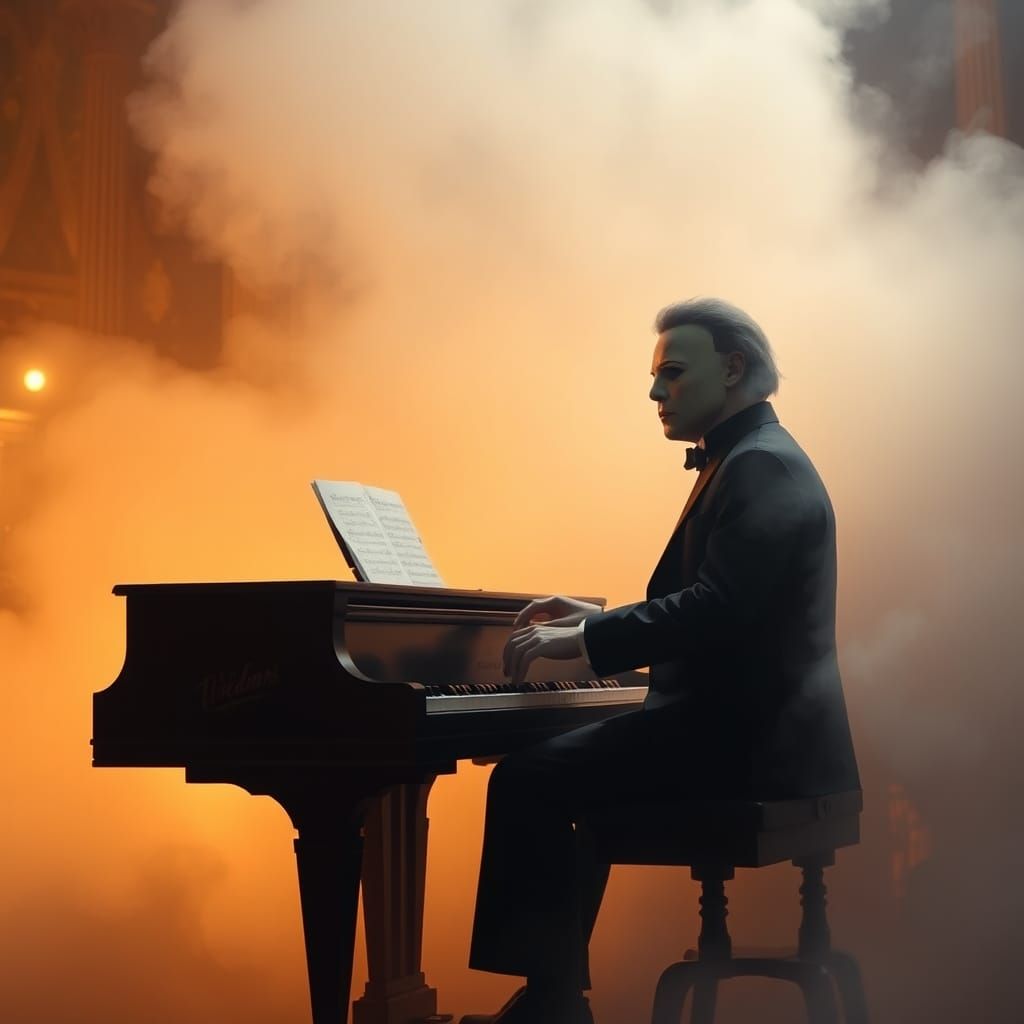 Michael Myers Plays Piano in Dreamy Landscape