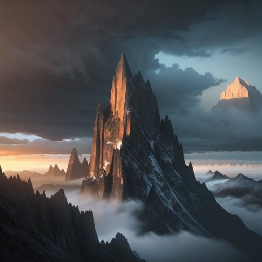 Majestic Cliff Between Mountains in Hyper-Realistic Landscap...