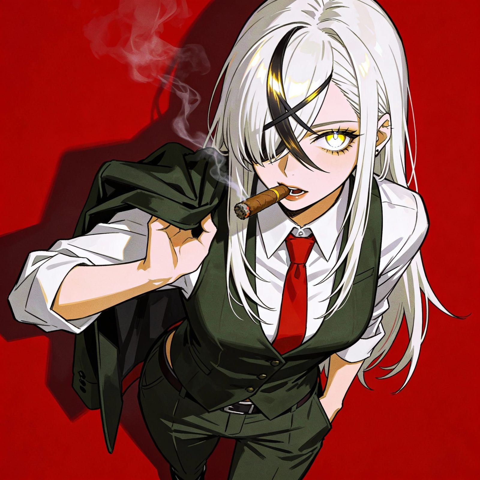 Manhwa Style Anya Smoking Cigar