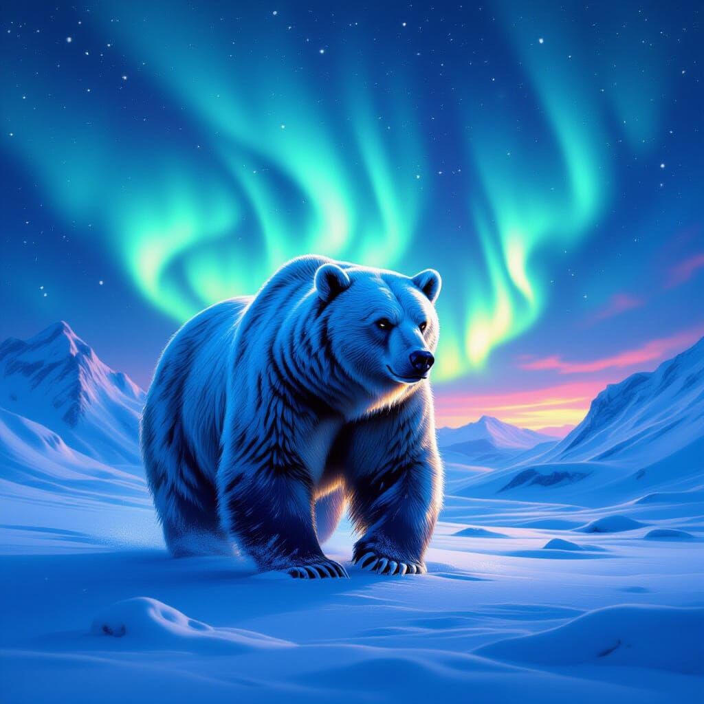 Bear Spirit Emerges from Northern Lights