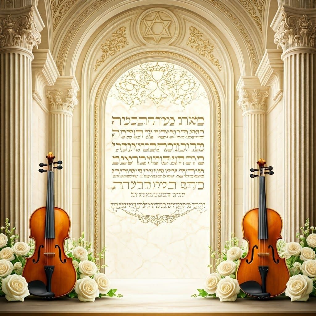 Elegant Hasidic Title Page in White Marble and Gold