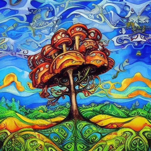 Magic Mushroom in Neo-Impressionist Expressionist Style