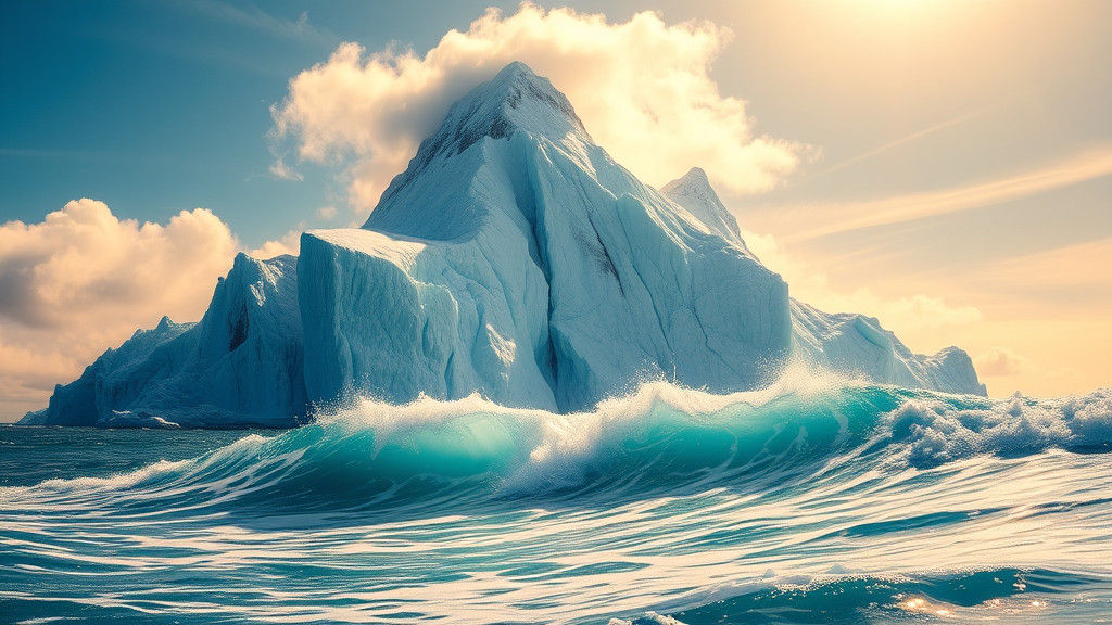 Ice Mountain Emerges with Turquoise Wave