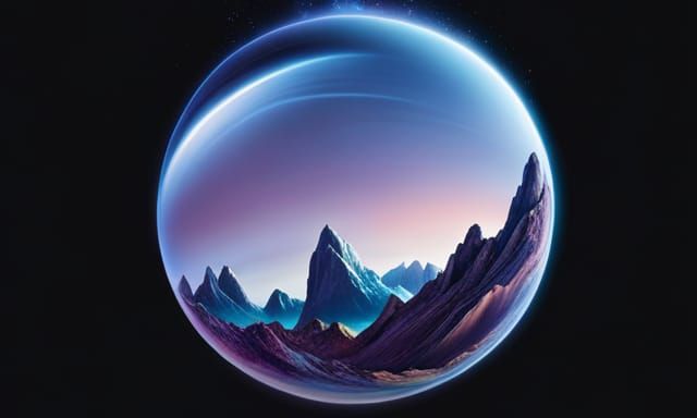 Ocean Planet View from Space in Mixed Media