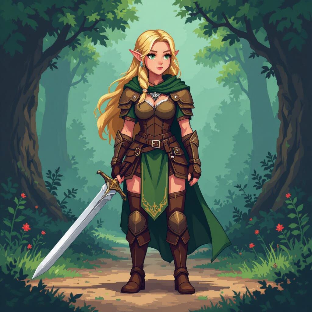 Pixel Art Elf Idle Animation