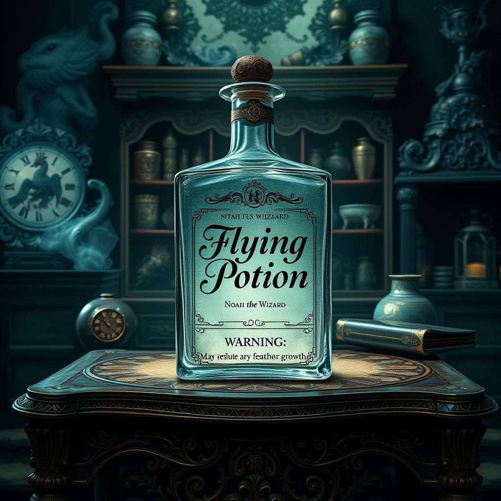 Mystical Flying Potion in Dark Apothecary