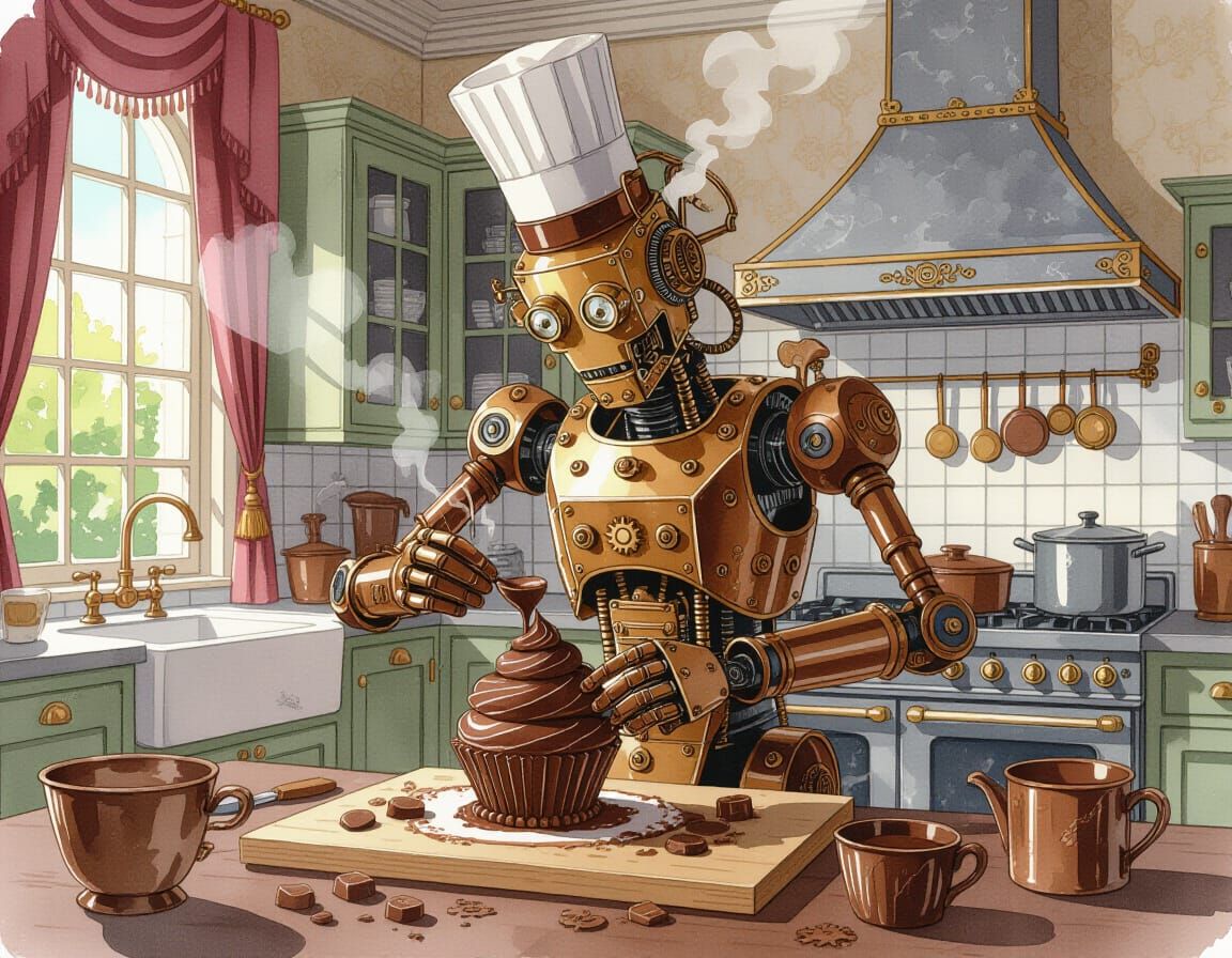 Steampunk Automaton Chef Creates Chocolate Sculpture
