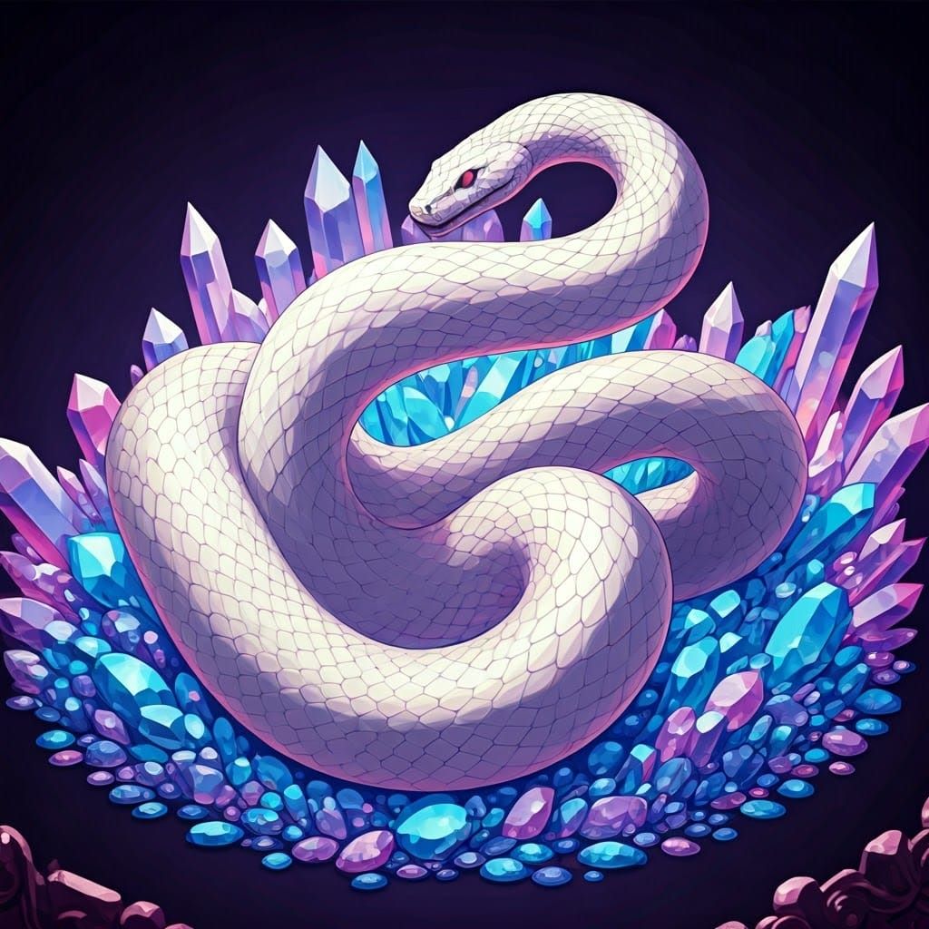 White Snake with Crystals