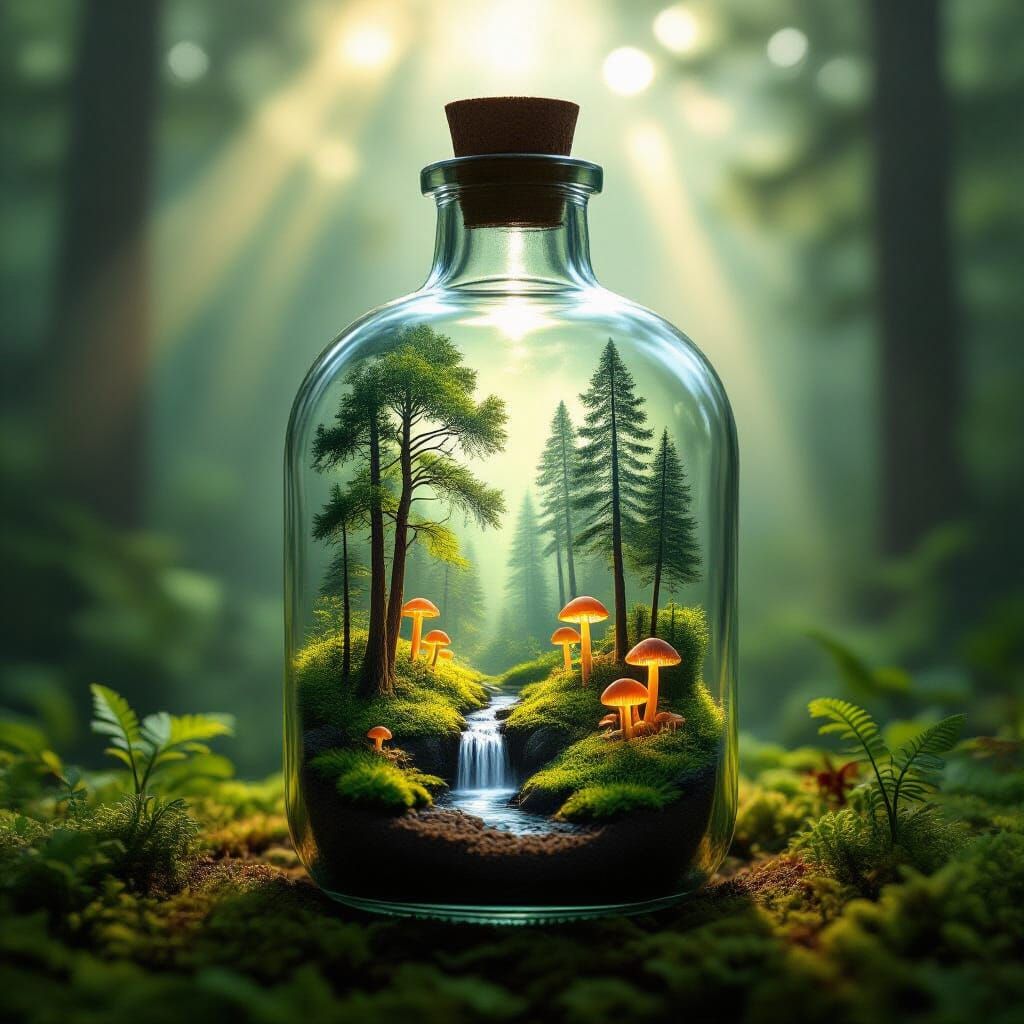 Enchanted Forest Terrarium Inside a Glass Bottle
