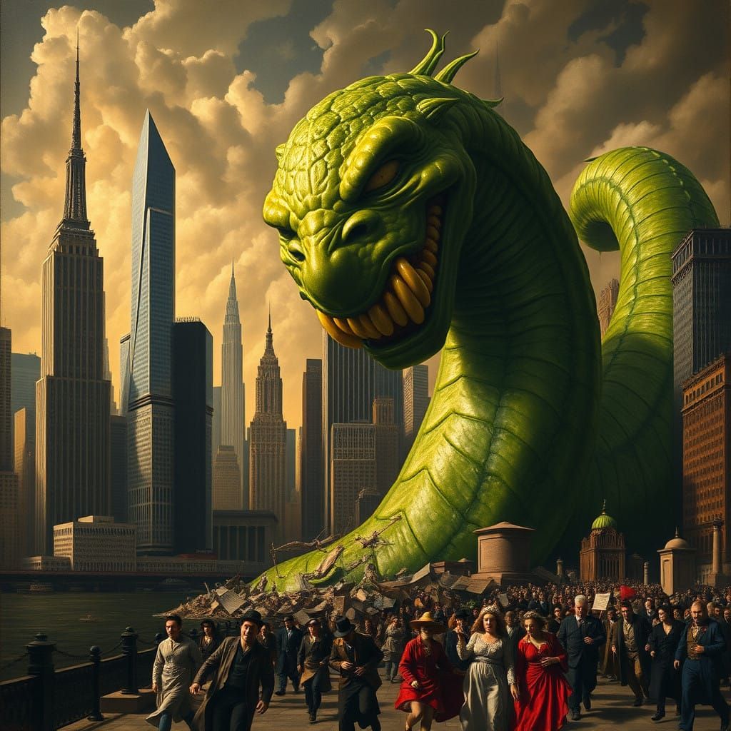 Colossal Serpentine Zucchini Devastates Manhattan in Renaiss...