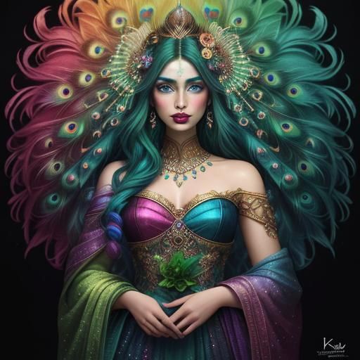 Rainbow Woman Portrait in Ethereal Digital Art Style