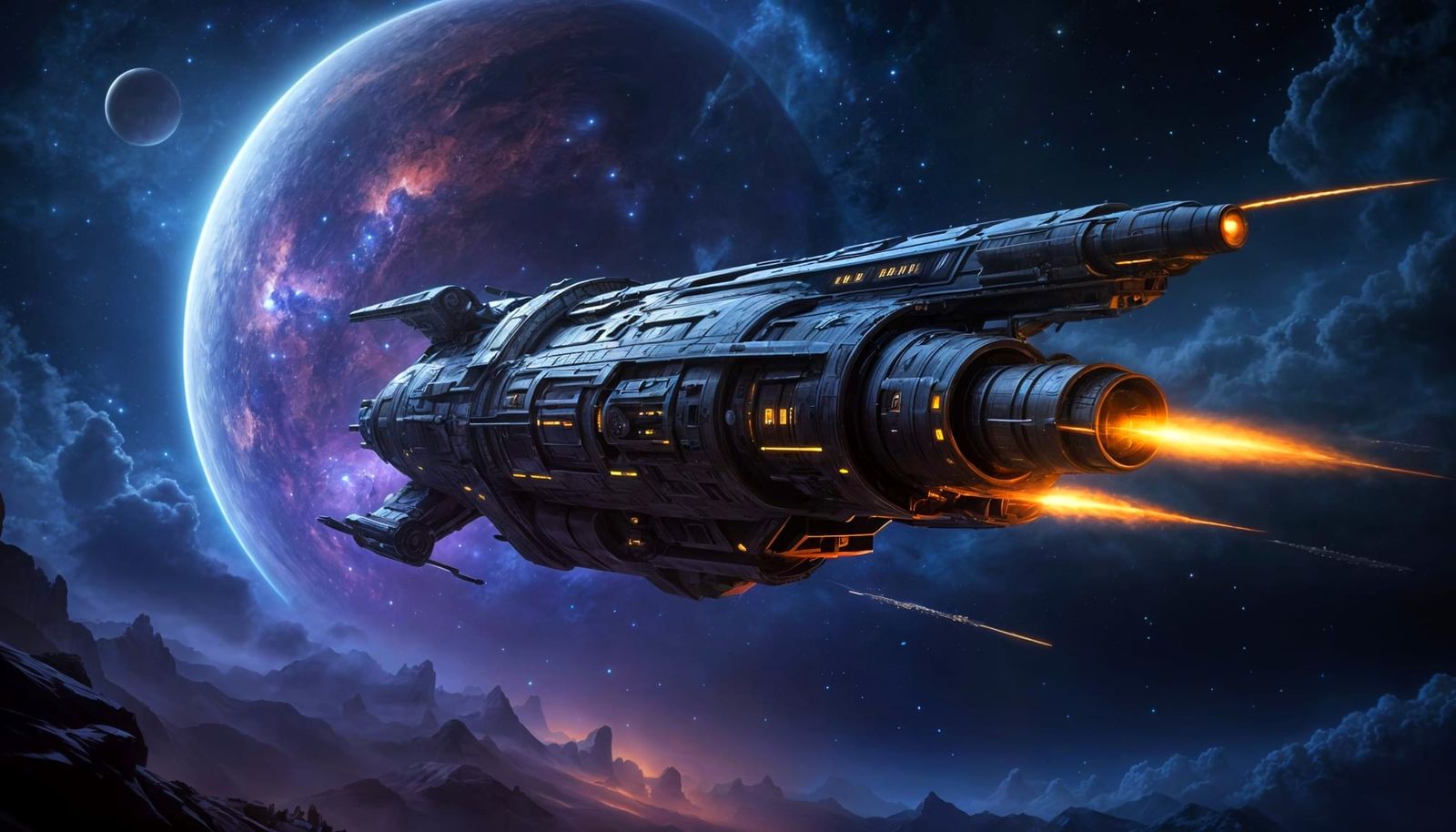 Epic Space Odyssey in Digital Matte Painting Style