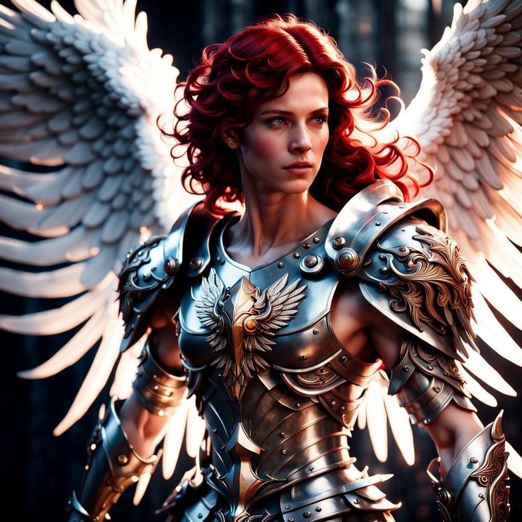 Fantasy Angel with Powerful Wings in Dark Fantasy