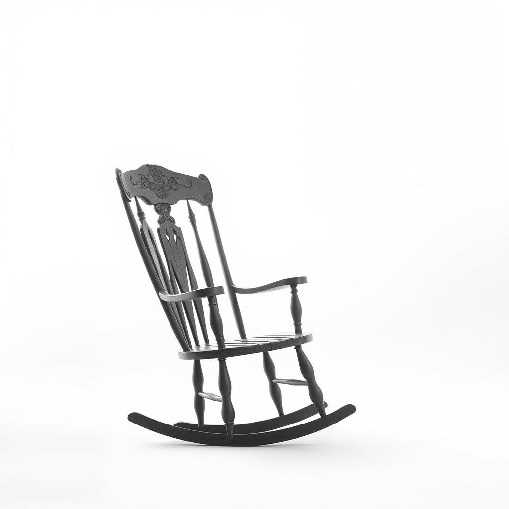 Worn Rocking Chair in Minimalist Grayscale